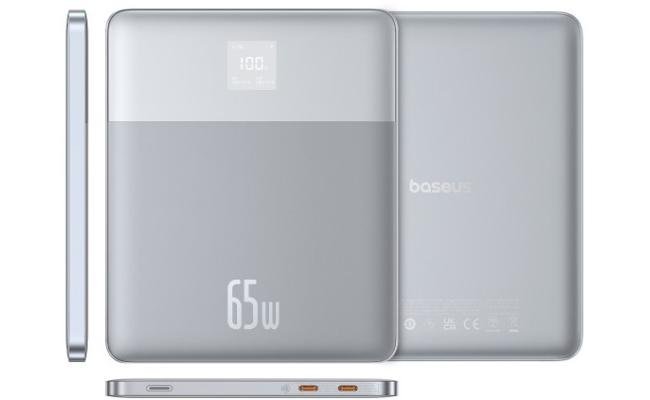 Baseus Blade2 12000mAh Power Bank | 65W Fast Charging Ultra Thin Digital Display Intelligent Edition Battery Pack For Laptop/MacBook & Phones - Silver